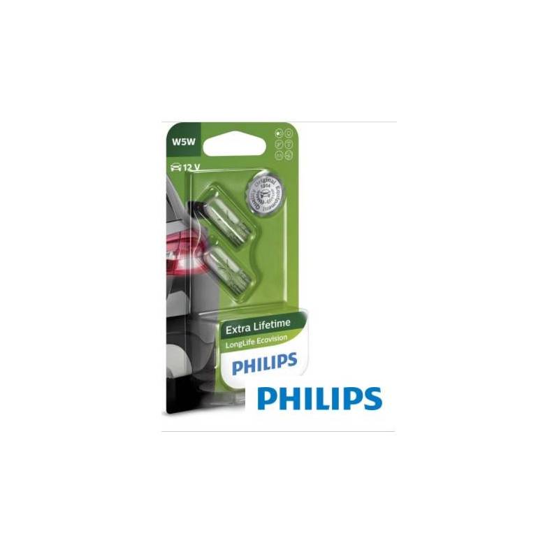 2 Ampoules Philips Premium LONG LIFE ECO VISION W5W